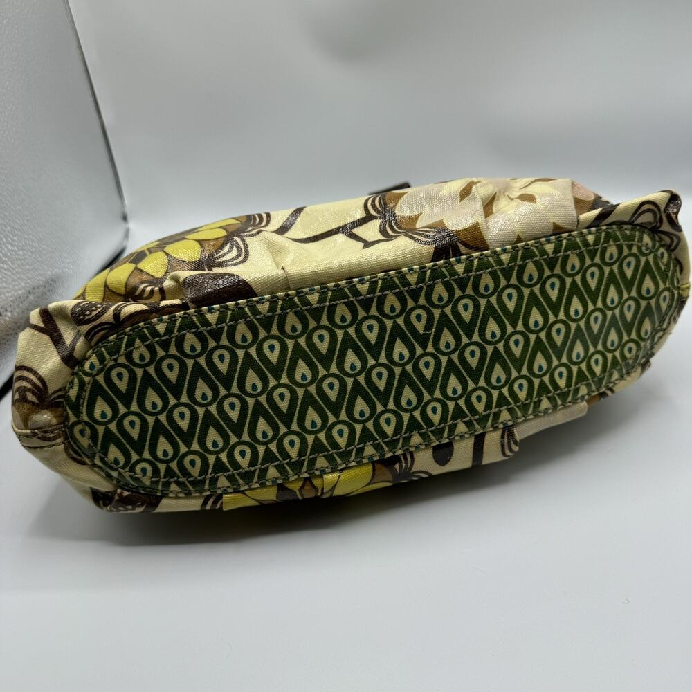 FOSSIL Key Per Coated Canvas Leather Tote Shoulder Bag Purse Flowers Green Brown - Picture 9 of 11